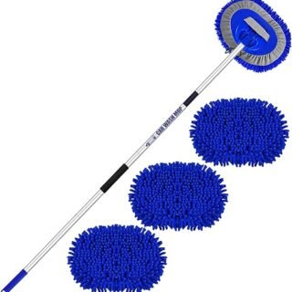 160cm 63" Brosse Nettoyage Voiture Manche Telescopique Microfibre Pinceaux Kit Detailing Auto Balai Lavage Camping Car Camion Caravane Toiture...