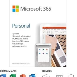 مايكروسوفت 365 بيرسونال | تطبيق اوفيس 365 | مستخدم واحد | اشتراك لمدة عام | للكمبيوتر الشخصي وماك والتابلت والجوال | متعدد اللغات | صندوق