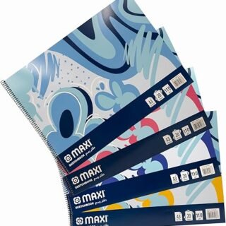 كتاب رسم حلزوني ماكسي A3 ابيض (297x420 ملم) 110 جرام/متر مربع، 20 ورقة، الوان متنوعة. لكل قطعة