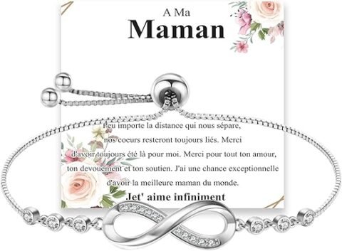 Cosie Lliy Infini Bracelet en Or Rose Coeur Dames Bracelet,Bracelet Femme avec Zircon Bracelet Fille Bijoux Bracelet Cadeau Femme