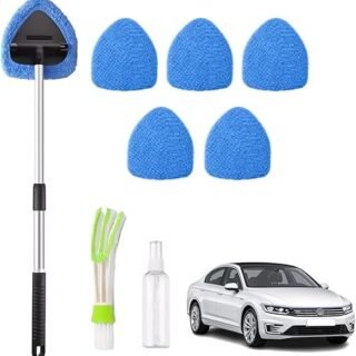 Outil de Nettoyage de Pare-brise,Nettoyage pare Brise Intérieur,Nettoyage de Pare-Brise avec Poignée,Brosse de Nettoyage de Pare Brise de Voiture...