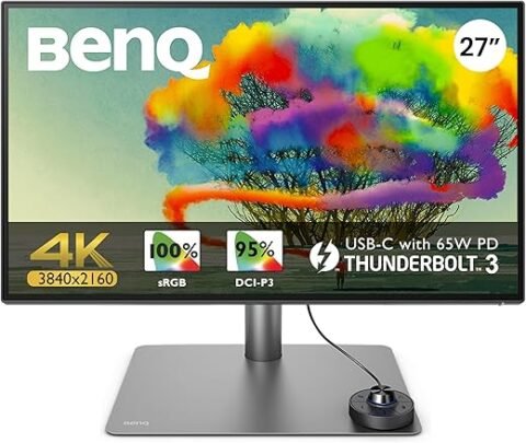 بين كيو شاشة PD2725U 27 انش 4K HDR لاجهزة ماك/المصممين، 3840×2160 UHD، IPS، ثاندربولت 3، USB-C (65 واط)، Rec.709، sRGB، شاشة P3، DCI P3، CAD/CAM،...
