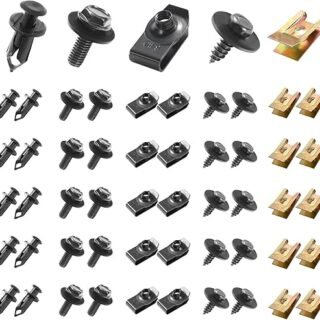 Uolor 100PCS Vis et Boulons de Voiture, Vis de Soubassement, Vis d'Aile de Carrosserie, Clips en Plastique Rivet Fixations - Kit Universel U-Nuts...