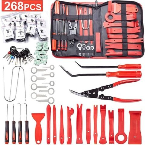 Uolor 268 Pièces Outils De DéMontage De Garnitures Trousse, pour Panneau Accessoires Porte Autoradio Tableau De Bord De Voiture, avec Broches De...