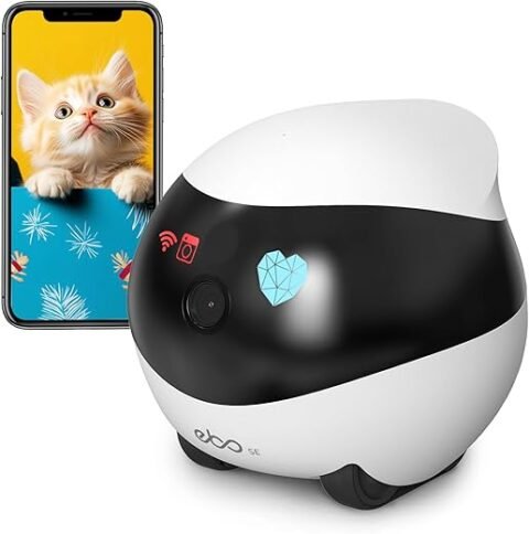 Enabot EBO SE Pet Robotic Camera with Wheels, 1080P Indoor Surveillance Camera, Auto Cruise, Two-Way Audio and Night Vision