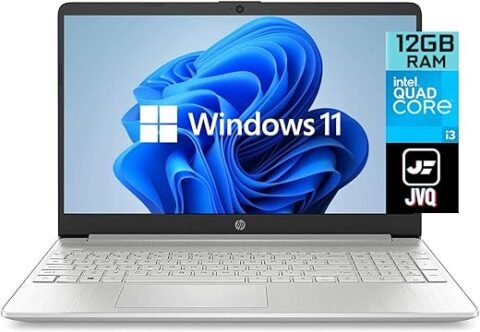 HP احدث لابتوب HD 15.6 انش ومعالج انتل رباعي النواة i3-1125G4 جيل 11 (حتى 3.7GHz بيت i5-10210U) وRAM 12GB وSSD PCIe 256GB وكاميرا ويب وبلوتوث وواي...