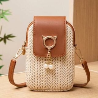 Nouveau sac en herbe tissé en bandoulière de style européen et américain, sac de rangement portable à la mode et simple, sac à bandoulière tissé...