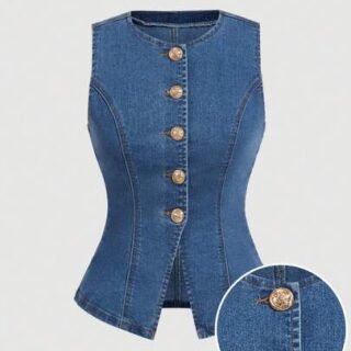 SHEIN MOD Top en denim sans manches pour femmes, Top casual stretch skinny, hauts d'été, débardeurs pour femmes, vêtements 90s, tenue de bureau...