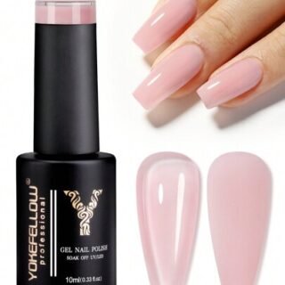 YOKEFELLOW 1 pièce YOKEFELLOW 10ML Gelée vernis à ongles, été Vernis à ongles rose nu translucide à tremper pour les femmes et les filles, manucure...