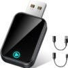 Alltotive S2 Mini Adaptateur CarPlay sans Fil pour iPhone, Convertissez Le Filaire en sans Fil, Plug & Play avec Typ-C/USB, Compatible avec Les Voitures à partir de 2016 et iOS 10+ (Noir)