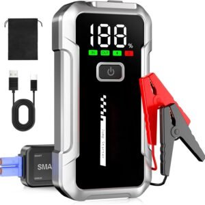 Booster Batterie Voiture 4000A Démarreur de Voiture 12V (jusqu'à 8L Essence ou 6L Diesel) Jump Starter avec Lumière LED Pince Intelligente Écran LCD Protection Multiple pour 12V Auto Moto SUV Camion