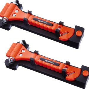 Amazon Basics Lot de 2 coupe-ceintures et marteaux brise vitre d'urgence