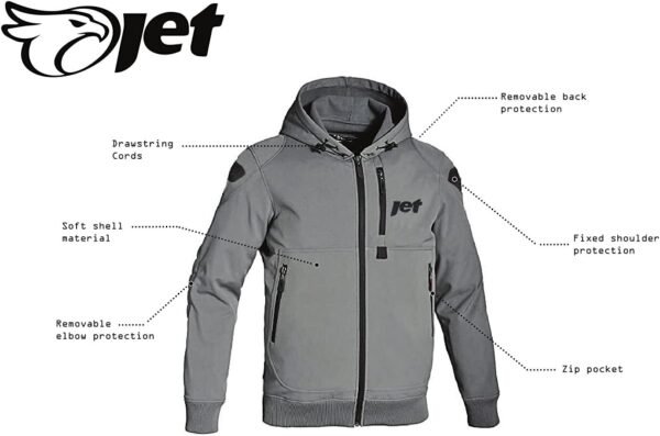 Jet Blouson Veste Moto Homme à Capuche Soft Shell blindé – Image 2