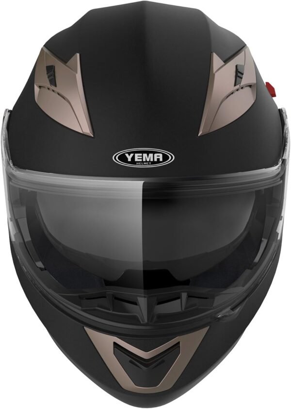 Casque Moto Modulable Homme ECE Homologué-YEMA YM-925 Casque Scooter Femme Adulte Double Visière-Noir Mat-L – Image 3