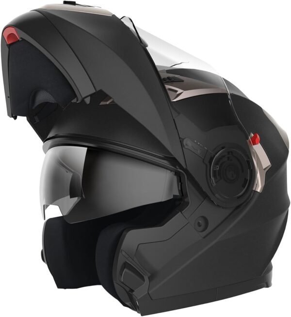 Casque Moto Modulable Homme ECE Homologué-YEMA YM-925 Casque Scooter Femme Adulte Double Visière-Noir Mat-L – Image 2