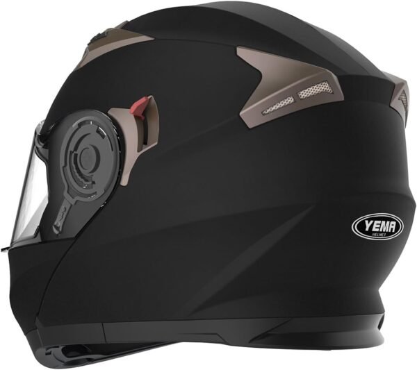 Casque Moto Modulable Homme ECE Homologué-YEMA YM-925 Casque Scooter Femme Adulte Double Visière-Noir Mat-L – Image 4