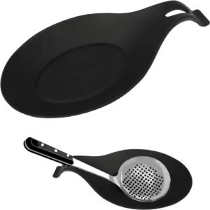 Repose cuillère cuisine，Cuillère en Silicone Repose Ustensile de Cuisine Support，Porte Cuillère Silicone，Pose Ustensile，pour la Cuisine, la Maison, la Salle à Manger