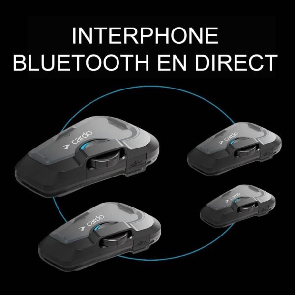 Cardo FREECOM 4X Motocyclette 2 Voies Bluetooth Communication System Casque - Noir, 1 Unités – Image 3