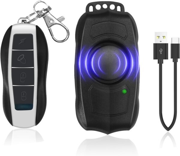 Alarme de vélo avec télécommande, Rechargeable par USB, étanche, Alarme antivol à Vibration avec détecteur de Mouvement, Alarme pour vélo, Scooter électrique et Moto, Son Super Fort 120dB