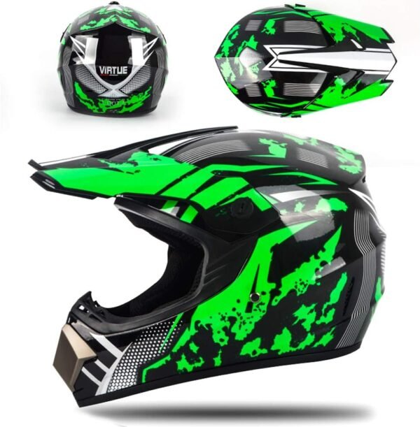 UIGJIOG Casque Moto Enfant,Casque de Cross pour Enfant Casque Downhill pour Enfants, avec Goggle/Gants/Masque,D. O. T Standard,pour BMX MTB Quad Enduro ATV Scooter – Image 2