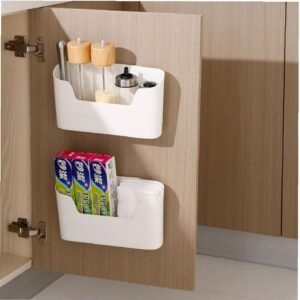 EigPluy 2 pièces Armoires de Cuisine Porte Boîte de Rangement,Adhésive Boîte de Rangement Murale,Armoire/Salle de Bains/Réfrigérateur Boîte D'organisation Pour Articles Divers