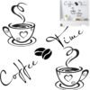 HANIUTTY Cuisine décor Autocollants Stickers, café Temps Tasses et Haricots peler et Coller Papier Peint, Tasse à Café Design Autocollants Mur Maison Stickers Cuisine Restaurant Décor