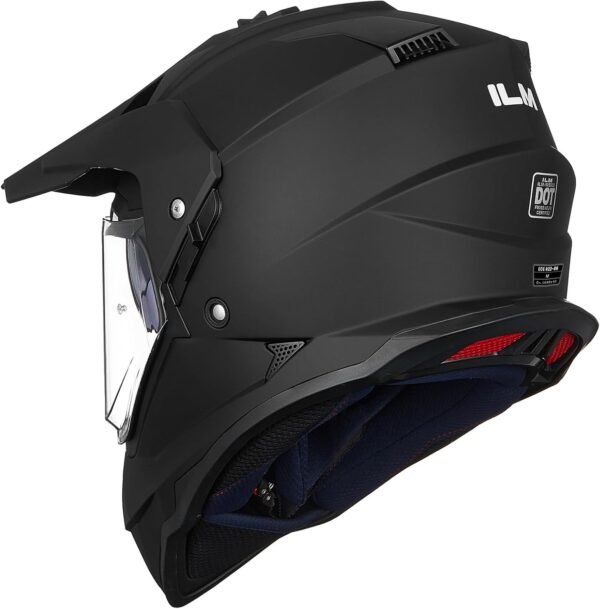 ILM Casque Moto Cross Homme Femme Casque Offroad ECE Homologué Casque VTT avec Double visière DH Enduro Quad Motocross WS902 – Image 2