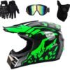 UIGJIOG Casque Moto Enfant,Casque de Cross pour Enfant Casque Downhill pour Enfants, avec Goggle/Gants/Masque,D. O. T Standard,pour BMX MTB Quad Enduro ATV Scooter