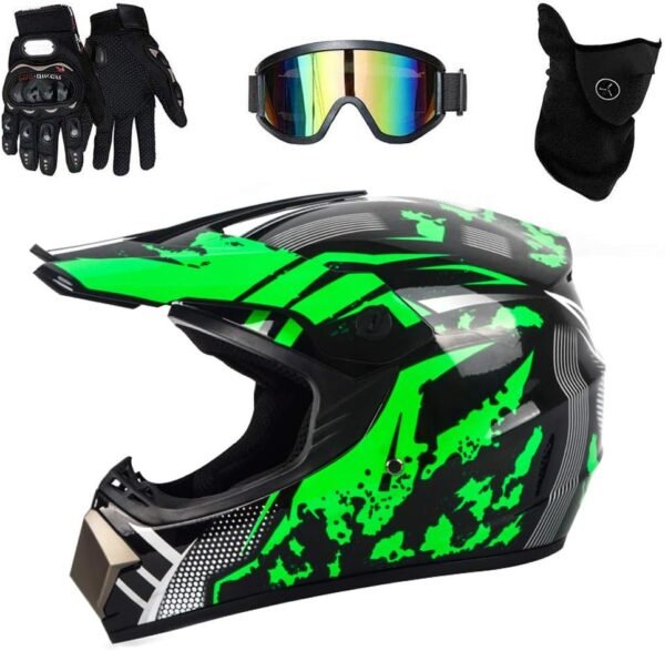 UIGJIOG Casque Moto Enfant,Casque de Cross pour Enfant Casque Downhill pour Enfants, avec Goggle/Gants/Masque,D. O. T Standard,pour BMX MTB Quad Enduro ATV Scooter