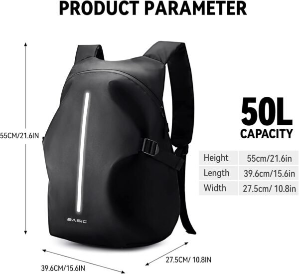 Sacs à Dos de Moto pour Homme, Sac à Dos étanche, Accessoires de Moto, Sacs pour Ordinateur Portable, Sacs de Voyage, Sacs d'école，Noir Grand – Image 4