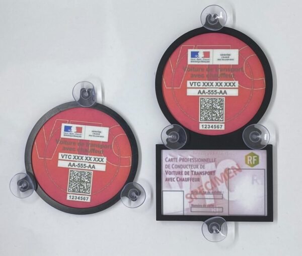 Nola Design Support VTC/Porte Carte VTC, Macaron Avant/arrière Noir Version 3 – Image 2