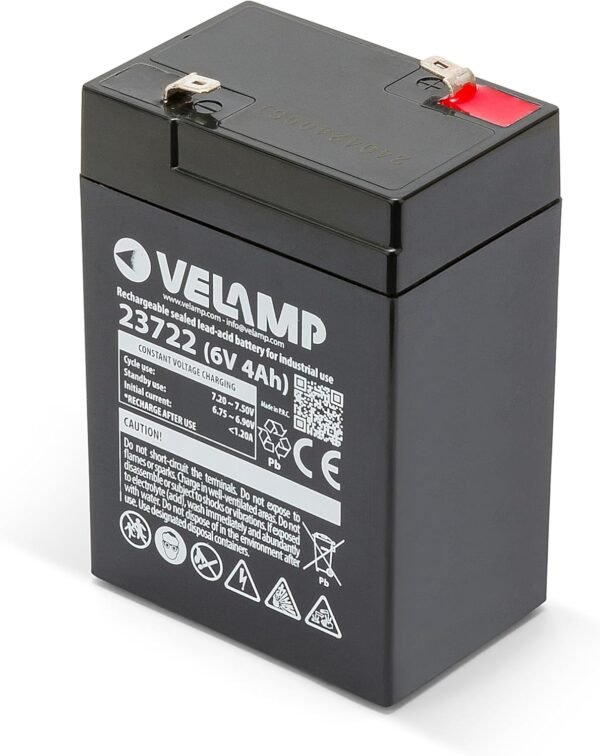 Velamp Batterie au Plomb 6 V 4 AH 0,7 kg, Noir