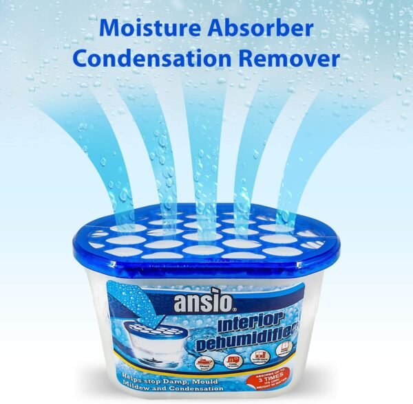 ANSIO Déshumidificateur 500 ml Lot de 5 élimine la condensation, déshumidificateur, absorbeur d'humidité pour moisissures humides dans la maison, la cuisine, l'armoire, la chambre à coucher – Image 4