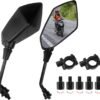 Fousenuk 1 Paire Retroviseur Moto Embout de Guidon, Universel Réglable 360° Rétroviseurs Latéraux de Moto avec Boulon M8 et M10, Moto Miroir Compatible avec Scooter, Mobylette, ATV, Bicyclette