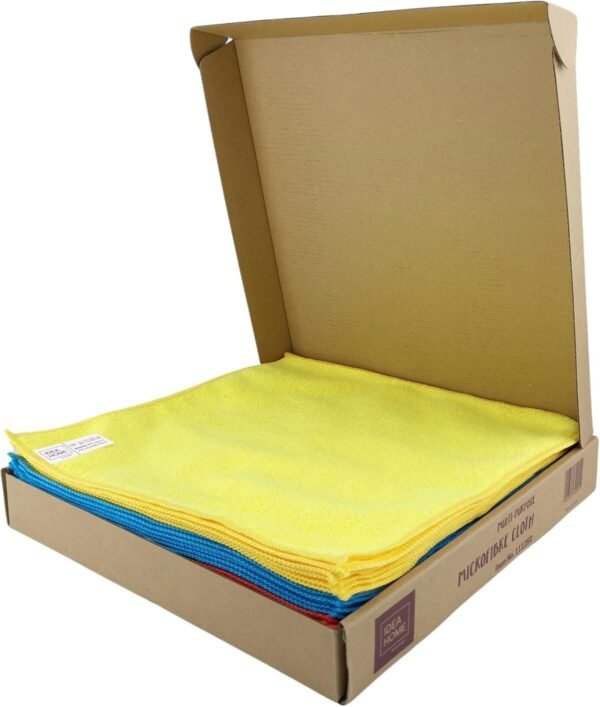 IDEA HOME Lot de 24 Chiffon Microfibre - Chiffons de Nettoyage 30x30cm - Chiffons à Poussière, Multi-usages pour Cuisine, Maison, Cenêtres e Vitre, Coloris Assortis – Image 4