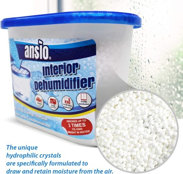 ANSIO Déshumidificateur 500 ml Lot de 5 élimine la condensation, déshumidificateur, absorbeur d'humidité pour moisissures humides dans la maison, la cuisine, l'armoire, la chambre à coucher – Image 5