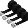 URAQT 4PCS Sangle d'Arrimage, 2M x 20mm Kit de Fixation avec Sangle de Serrage Boucle de Serrage, pour Moto, Voiture, Porte Vélo, Puissance de Traction: 250 kg/Pièce (Black)
