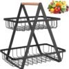 Corbeille à Fruits, Panier a Fruit 2 Niveaux, Support pour Comptoir de Cuisine, Acier Amovible Panier de Legumes Organisateur, Corbeille Fruit pour Légumes Fruits Collations à la Maison Cuisine