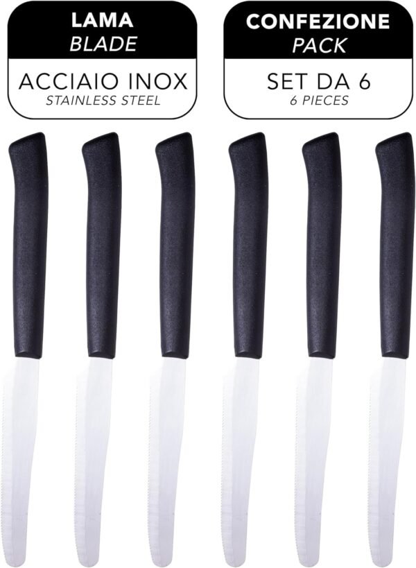 IPEA Couteaux de Table à Steak - Lot de 6 - Couteau Tranchant Bout Rond en Acier Inoxydable pour Couper la Viande et les Aliments pour le Déjeuner et le Dîner - Couteaux pour la Maison et la Cuisine – Image 3