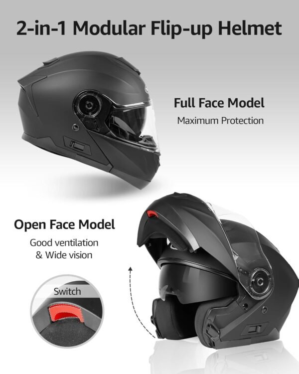 Casque Moto Modulable Homme ECE Homologué-YEMA YM-926 Casque Scooter Femme Adulte Double Visière – Image 2