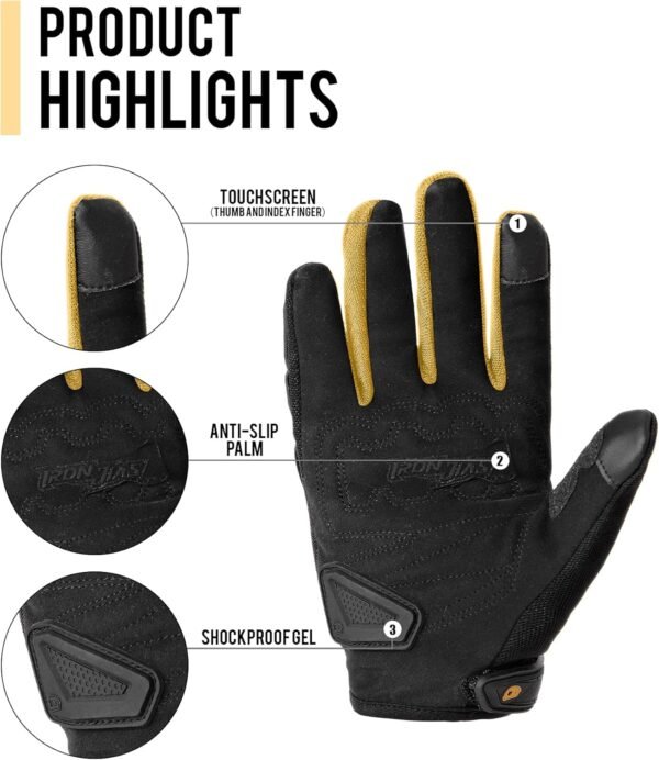 BORLENI Gants de Moto pour Les Gants d'écran Tactile Dur pour Les Femmes des Hommes, Respirant, pour Les Courses Hors Route, Les Gants de Moto, Les protège-Doigts, Les Gants de Conduite – Image 3