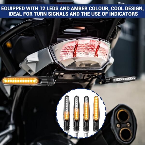 Clignotant Moto Led Homologué, 4 pièces Clignotant Led Moto,12 V Clig notant M oto,Cli gnotant M oto L ed, C lignotant, mode fluide, flexible et haute résistance pour scooter quad cruiser tout-terrain – Image 5