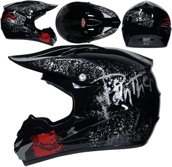 UIGJIOG Casque Moto Enfant,Casque de Cross pour Enfant Casque Downhill pour Enfants, avec Goggle/Gants/Masque,D. O. T Standard,pour BMX MTB Quad Enduro ATV Scooter – Image 2