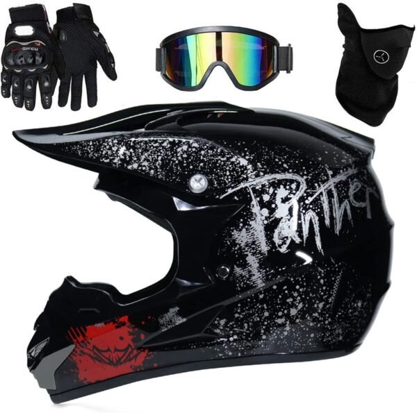 UIGJIOG Casque Moto Enfant,Casque de Cross pour Enfant Casque Downhill pour Enfants, avec Goggle/Gants/Masque,D. O. T Standard,pour BMX MTB Quad Enduro ATV Scooter