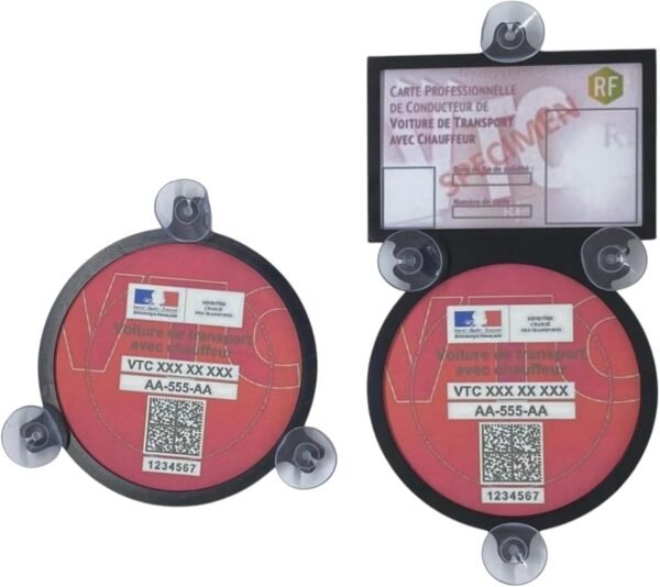 Nola Design Support VTC/Porte Carte VTC, Macaron Avant/arrière Noir Version 3