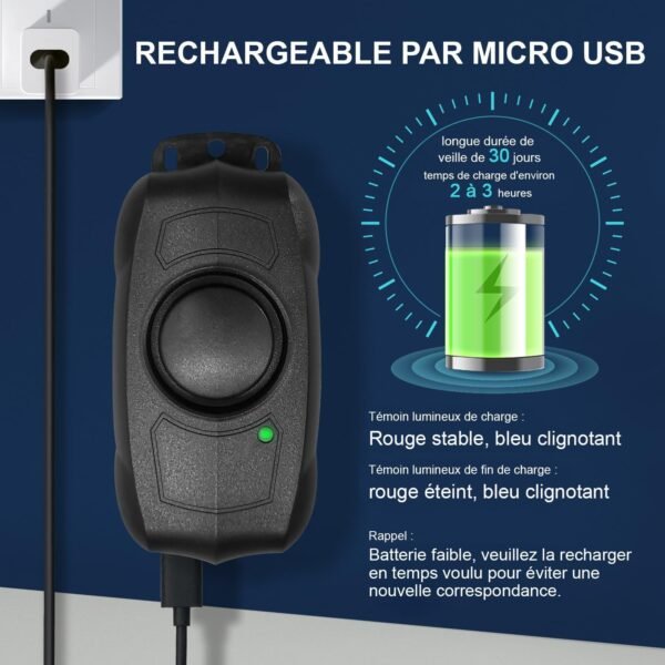 Alarme de vélo avec télécommande, Rechargeable par USB, étanche, Alarme antivol à Vibration avec détecteur de Mouvement, Alarme pour vélo, Scooter électrique et Moto, Son Super Fort 120dB – Image 4