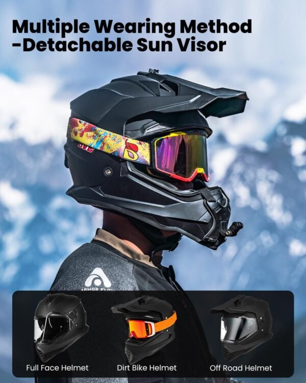 ILM Casque Moto Cross Homme Femme Casque Offroad ECE Homologué Casque VTT avec Double visière DH Enduro Quad Motocross WS902 – Image 5