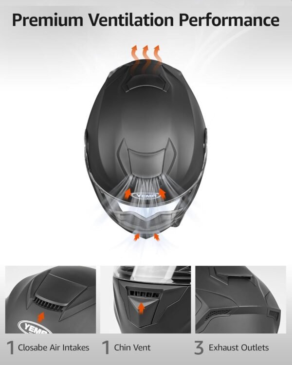 Casque Moto Modulable Homme ECE Homologué-YEMA YM-926 Casque Scooter Femme Adulte Double Visière – Image 5