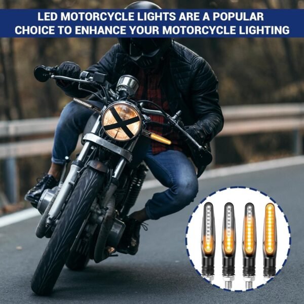 Clignotant Moto Led Homologué, 4 pièces Clignotant Led Moto,12 V Clig notant M oto,Cli gnotant M oto L ed, C lignotant, mode fluide, flexible et haute résistance pour scooter quad cruiser tout-terrain – Image 4