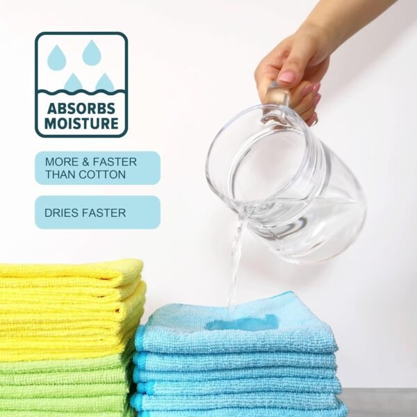 IDEA HOME Lot de 24 Chiffon Microfibre - Chiffons de Nettoyage 30x30cm - Chiffons à Poussière, Multi-usages pour Cuisine, Maison, Cenêtres e Vitre, Coloris Assortis – Image 2